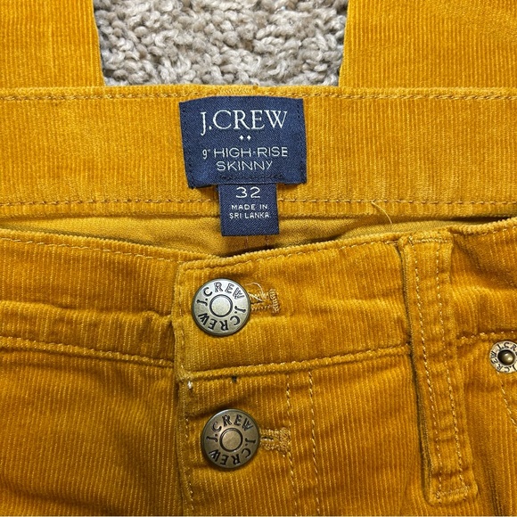 J Crew high rise skinny corduroy pants 32 mustard button fly casual trousers - Picture 4 of 7